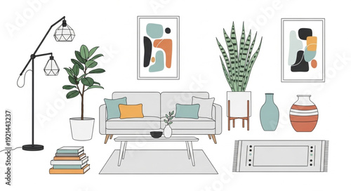 Modern Minimalist Living Room Interior.