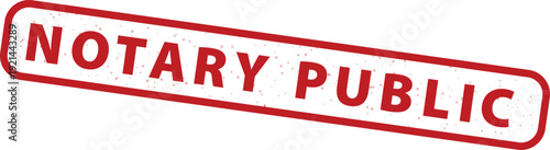 Notary Public red rubber stamp vector with distressed texture, isolated on transparent background. This official seal signifies document authentication and legal verification.