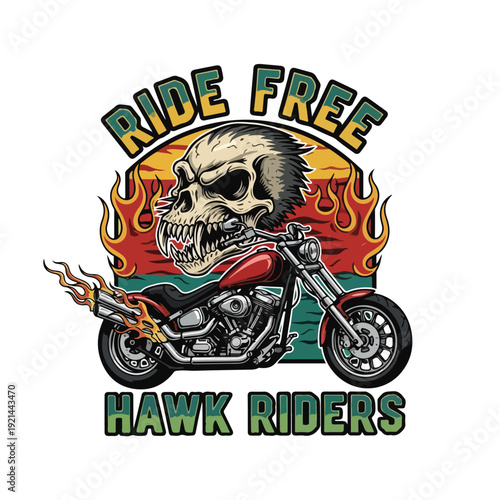 Ride Free Hawk Riders Motorbike Logo