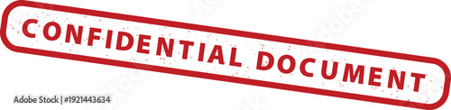Confidential Document red grunge rubber stamp vector illustration, isolated on transparent background. Distressed texture with bold text and rounded rectangle border.