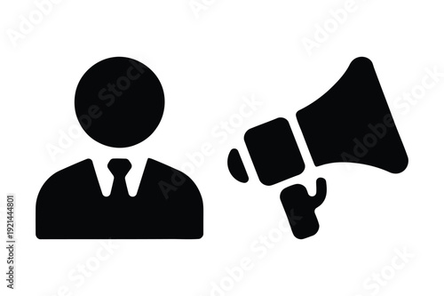 Businessman with Megaphone Icon - Announcement and Promotion Symbol