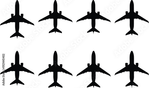 Collection of ten different aircraft silhouettes in a grid formation.