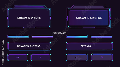 Stream overlay elements with offline starting donation and settings indicators