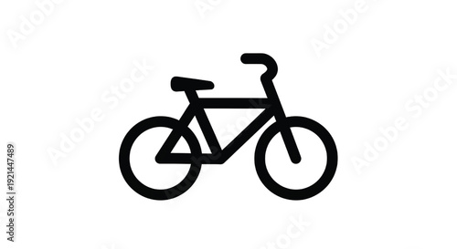 Bicycle simple icon with minimalist design and black color on white featuring bike, cycle, cycling with transport and vehicle elements for wheel, graphic projects, clean composition on simple