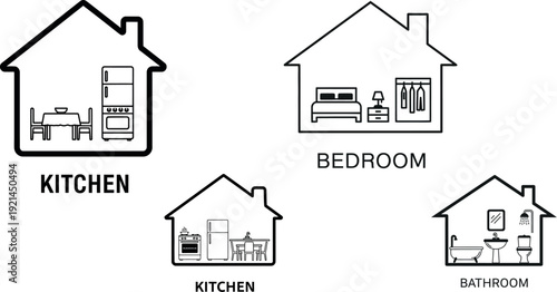 real estate icons and house decoratiobn