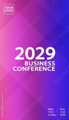 Virtual business conference backdrop with abstract geometric gradient design