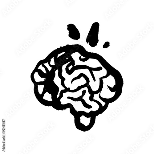 Human Brain Doodle Illustration Line Art. Hand Drawn Minimalist Symbol of Intelligence Mind and Creative Thinking for Business Design.