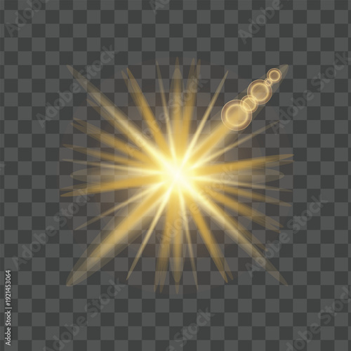 Golden Light Burst with Realistic Lens Flare 