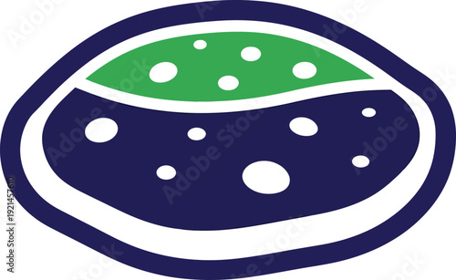 Abstract green and blue swirling pattern within a circle, simple graphic design for backgrounds or concepts.