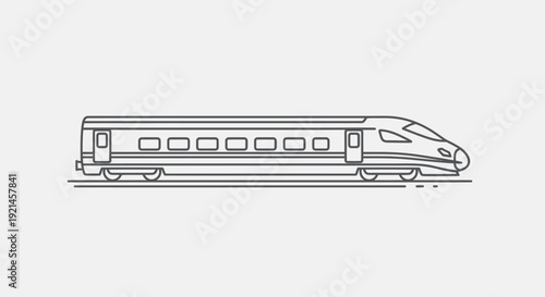 High-Speed Train Line Art Icon. Modern Bullet Train Outline Vector Illustration for Fast Transport and Travel