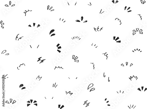 手書きの気づき・リアクションあしらいセット　黒　イラスト素材