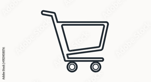 Minimalist Outline Shopping Cart Icon for E-commerce, Online Retail, Buying, and Consumerism Graphic Design Element