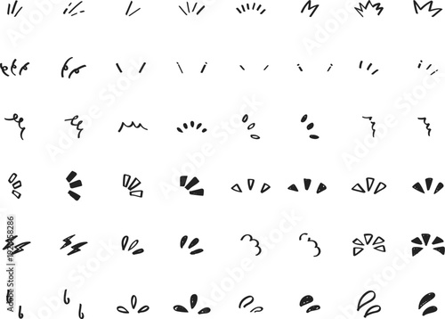 手書きの気づき・リアクションあしらいセット　黒　イラスト素材