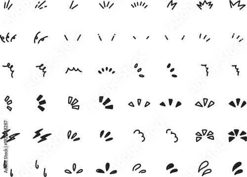 手書きの気づき・リアクションあしらいセット　黒　イラスト素材