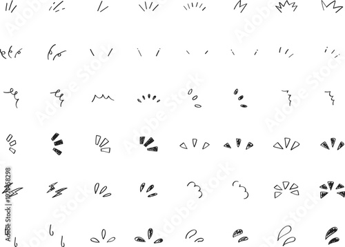 手書きの気づき・リアクションあしらいセット　黒　イラスト素材