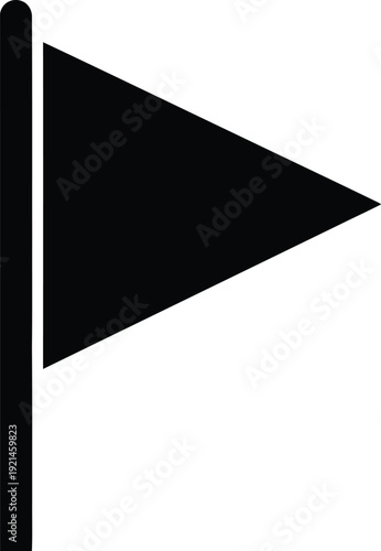 A black flag icon on a white background resembling a directional marker or indicator symbol