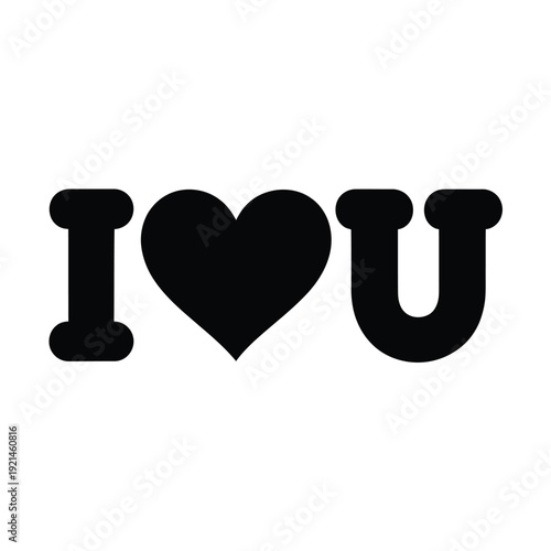 Simple black graphic displaying the phrase i love u with a heart