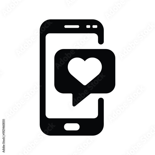 Smartphone displaying a notification with a heart symbol inside a bubble