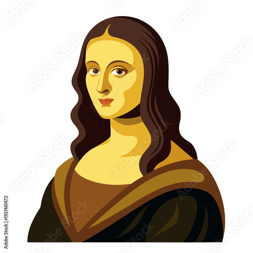 Stunning illustration of Mona Lisa with enigmatic smile