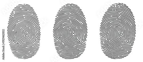 Human fingerprints illustration realistic fingerprint patterns and silhouette designs