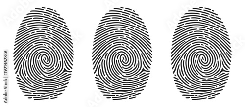 Human fingerprints illustration realistic fingerprint patterns and silhouette designs