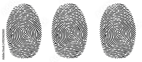 Human fingerprints illustration realistic fingerprint patterns and silhouette designs