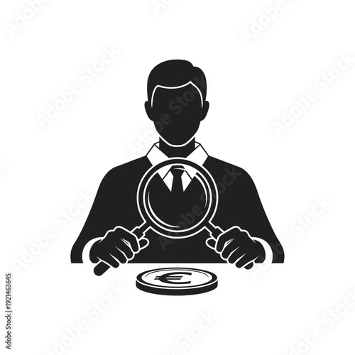 Man Investigating with Magnifying Glass.