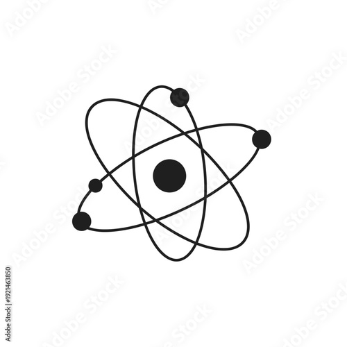 Simple Black Atom Model Illustration Design.