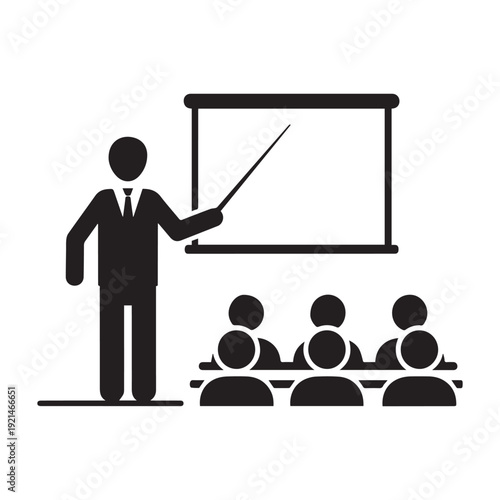 Business Presentation Icon with Speaker and Audience