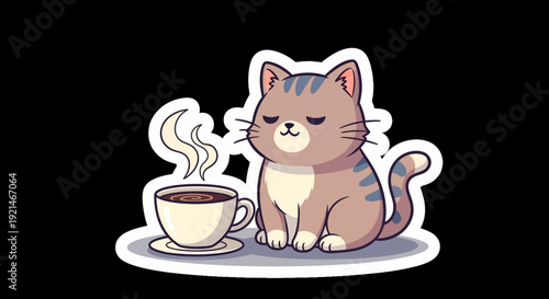 cat with cup of tea