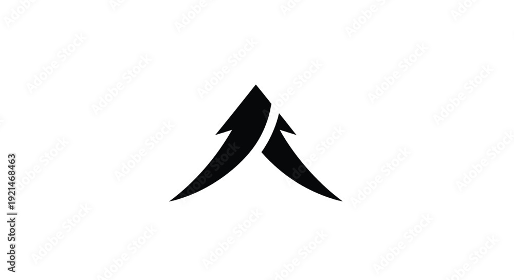 Fototapeta premium Arrows double pointed black icon with sharp tips and sleek design featuring arrow, graphic, symbol with logo and direction elements for navigation, pointer projects, clean composition on simple