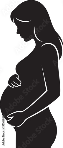 Happy Pregnant Woman with his hands on her belly Illustration