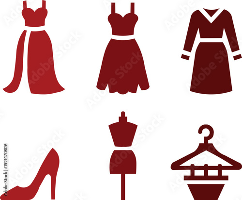 Fashion icons and accessories illustrations