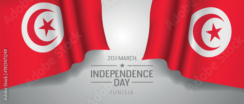 Tunisia happy independence day greeting card, banner with template text vector illustration