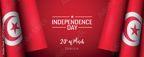Tunisia independence day vector banner, greeting card