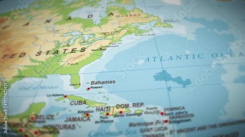 Abstract blue world map and globe illustration showing USA UNITED STATE OF AMERICA TO CHINA 