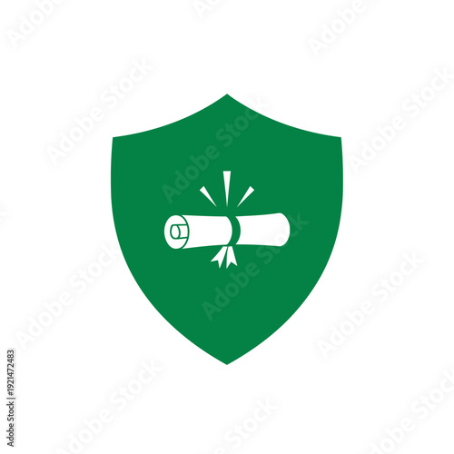Education and Graduation Certificate Shield Icon