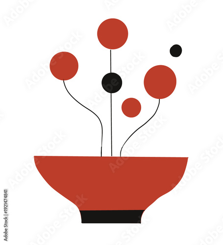 vector illustration of a red bowl