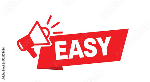 Red megaphone announcing easy solutions