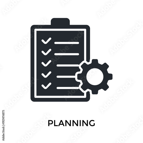 Planning Icon Glyph Style. Vector Illustration For Graphic Design