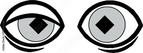 Cartoon eyes with diamond shaped pupils vector. Creative icon for luxury branding, crystal clear vision, jewelry design, and futuristic characters. Isolated facial expression for premium projects