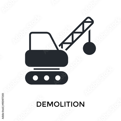 Demolition Icon Glyph Style. Vector Illustration For Graphic Design
