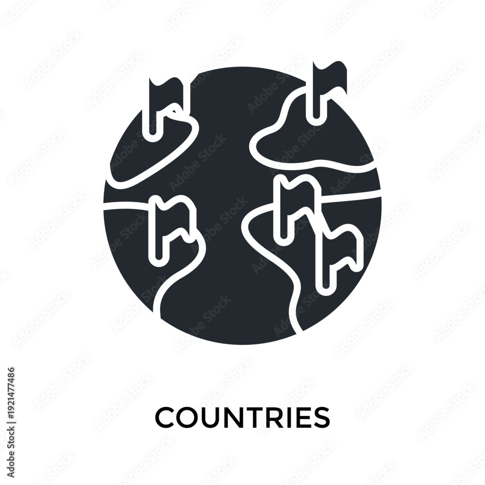 Obraz premium Countries Icon Glyph Style. Vector Illustration For Graphic Design