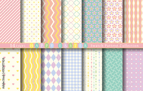 イースターのスウォッチパターンコレクション（シームレスパターン14種類）