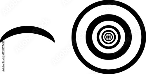 Hypnotized cartoon eyes with spiral pupils and one wink. Vector icon for mind control, confusion, dizziness, and trance states. Isolated facial expression for psychedelic and creative designs