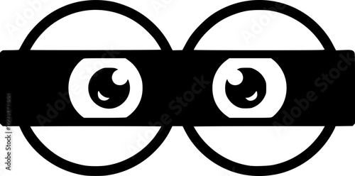 Mystery cartoon eyes with black mask. Vector icon for ninja characters, secret agents, superheroes, and stealth mode themes. Isolated comic element for mascot and character design projects