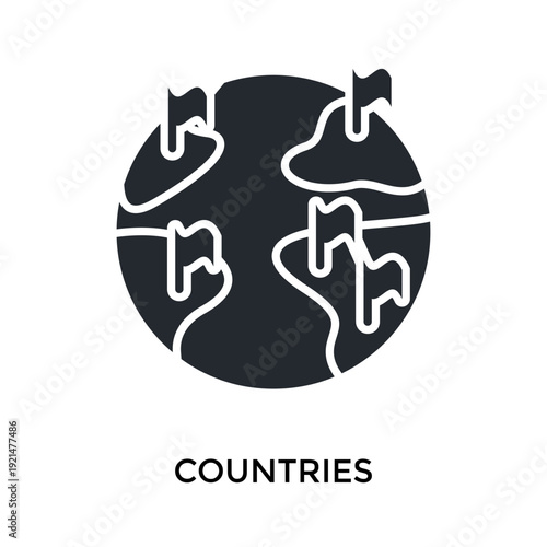 Countries Icon Glyph Style. Vector Illustration For Graphic Design