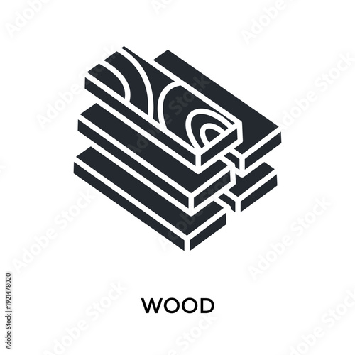 Wood Icon Glyph Style. Vector Illustration For Graphic Design