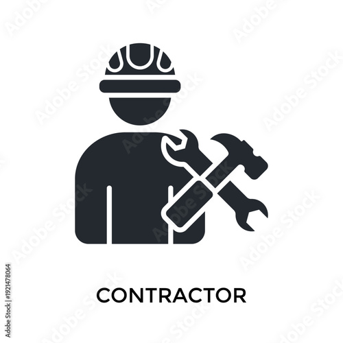 Contractor Icon Glyph Style. Vector Illustration For Graphic Design