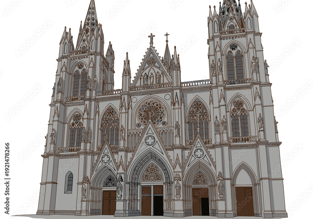 Obraz premium Large Gothic Architectural Building Structure.